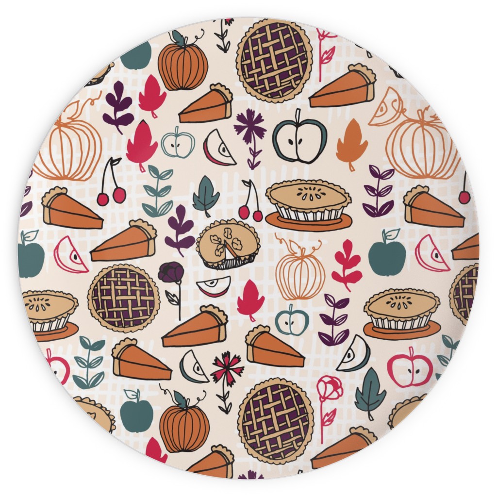 Thanksgiving Apple and Pumpkin Pies Plates, 10x10, Multicolor