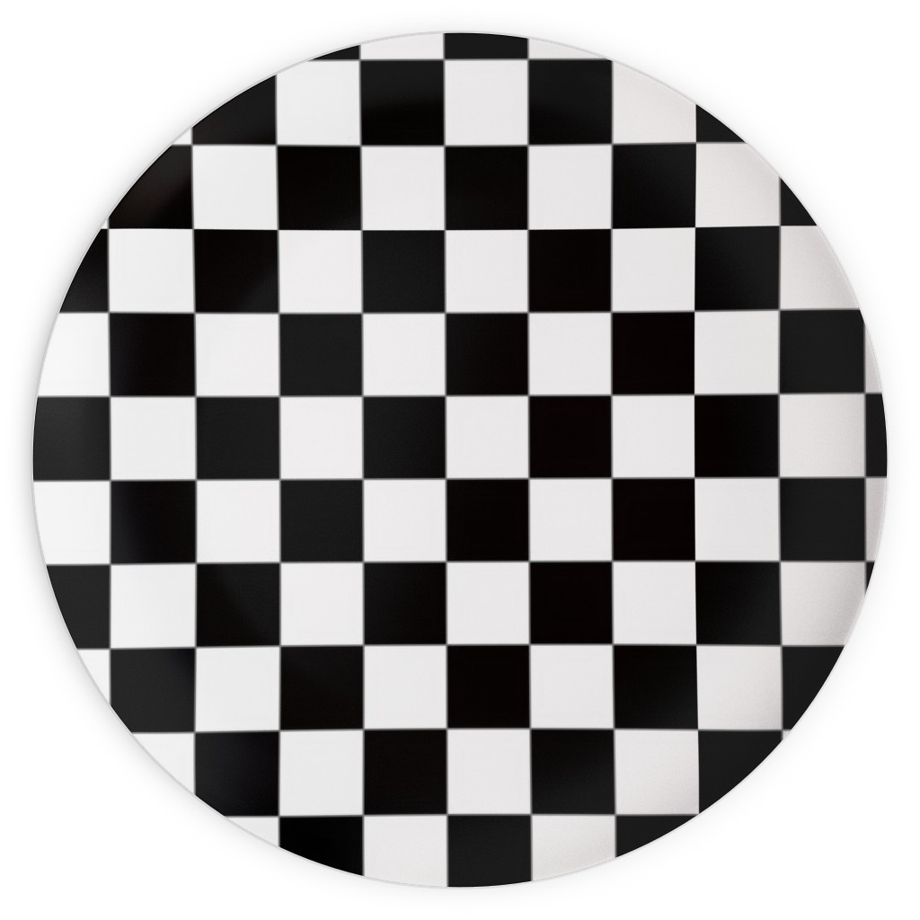 Checker - Black and White Plates, 10x10, Black, Black