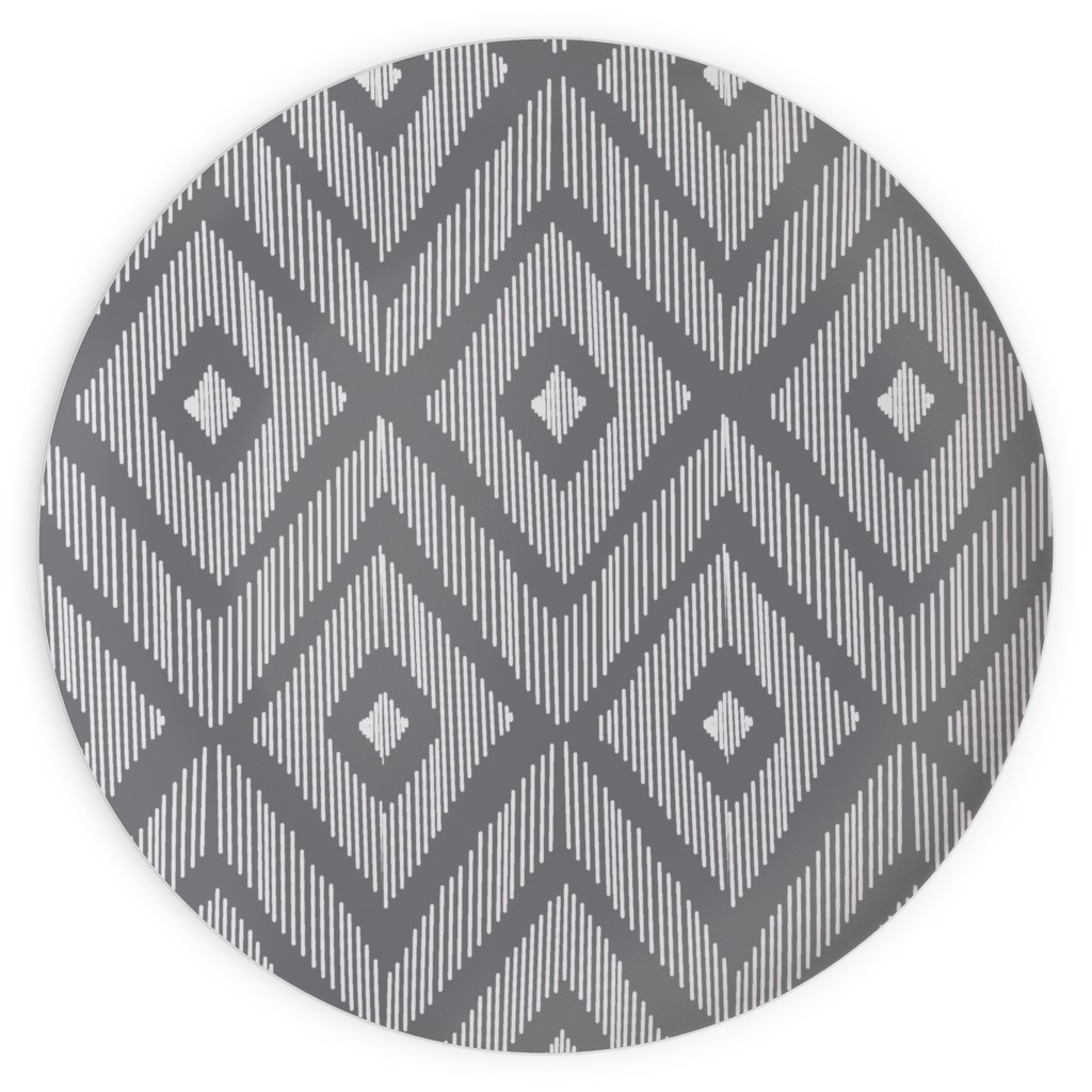 Ikat Plates, 10x10, Gray, Slate