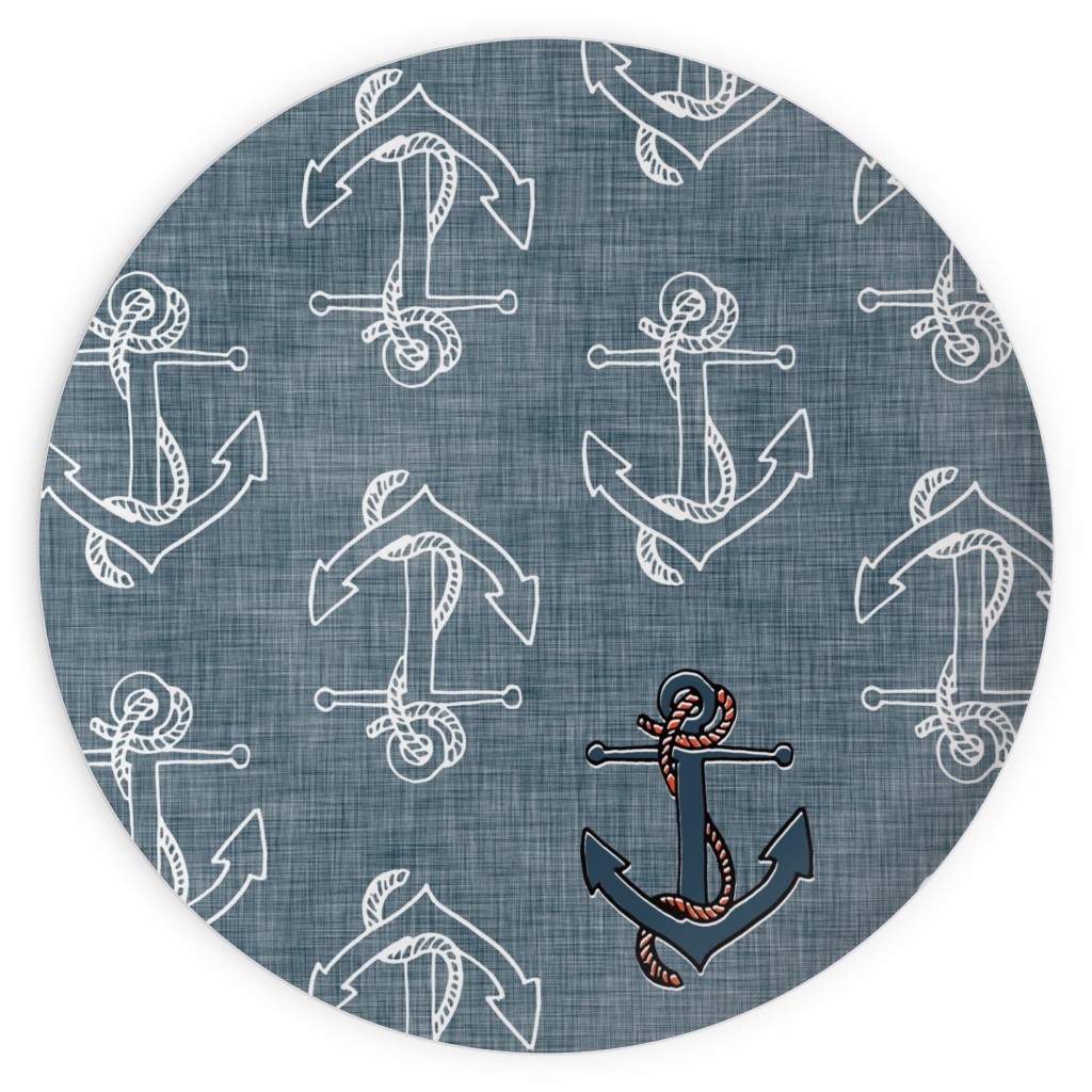 Anchors Away - Textured Blue Plates, 10x10, Blue