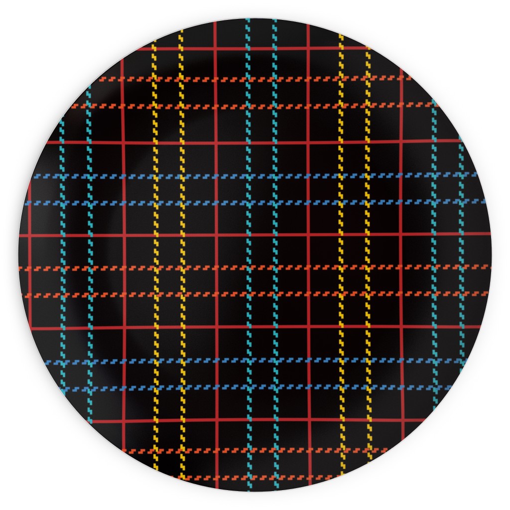 Grid Plaid - Dark Multi Plates, 10x10, Black