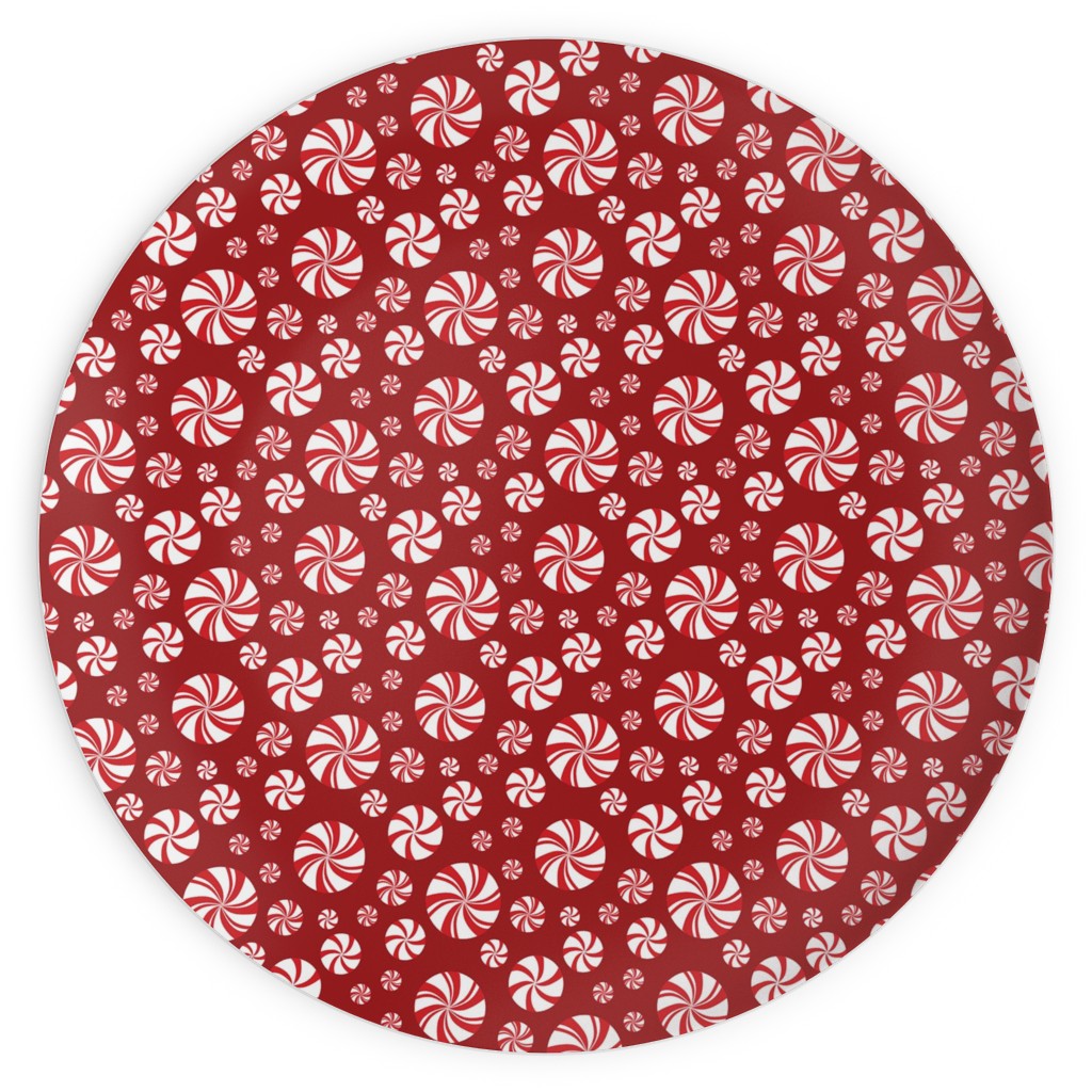 Nutcracker Peppermints on Red Plates, 10x10, Red