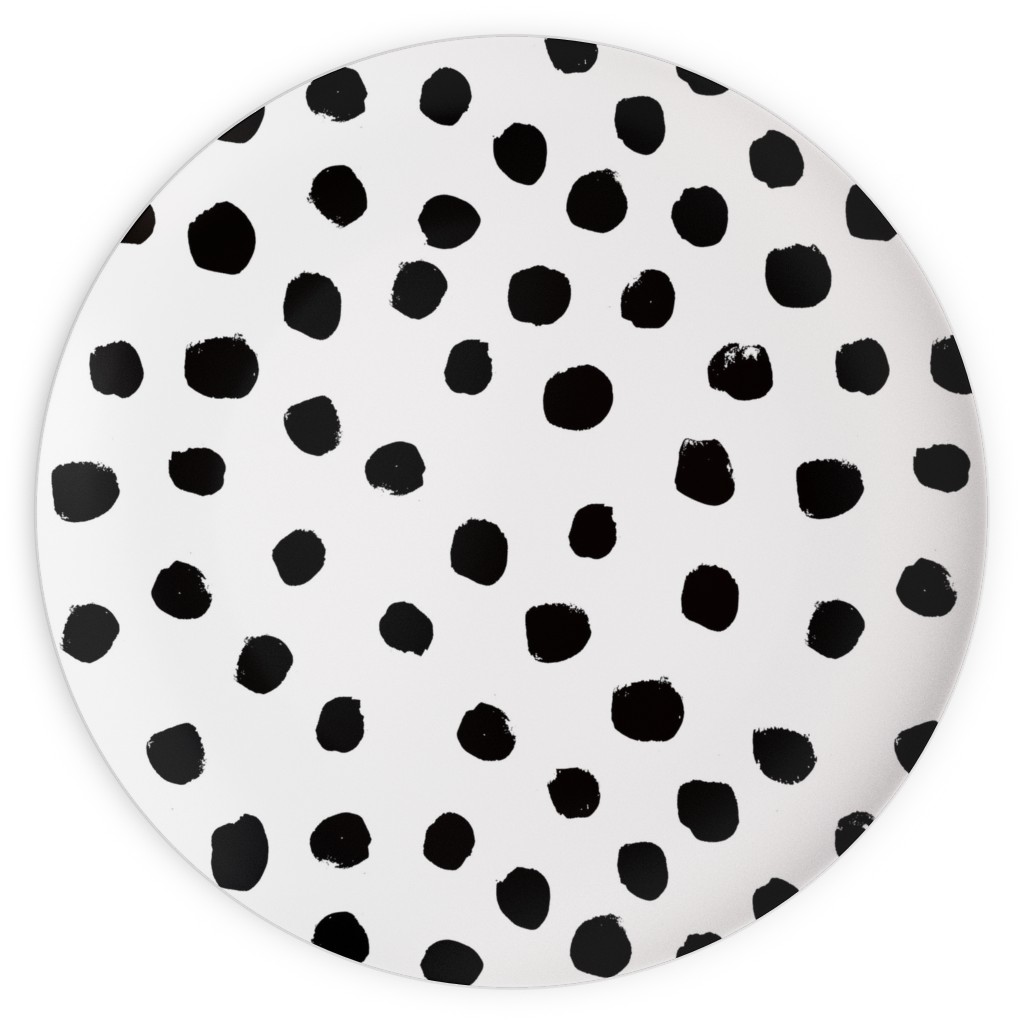 Soft Painted Dots Plates, 10x10, White, Black
