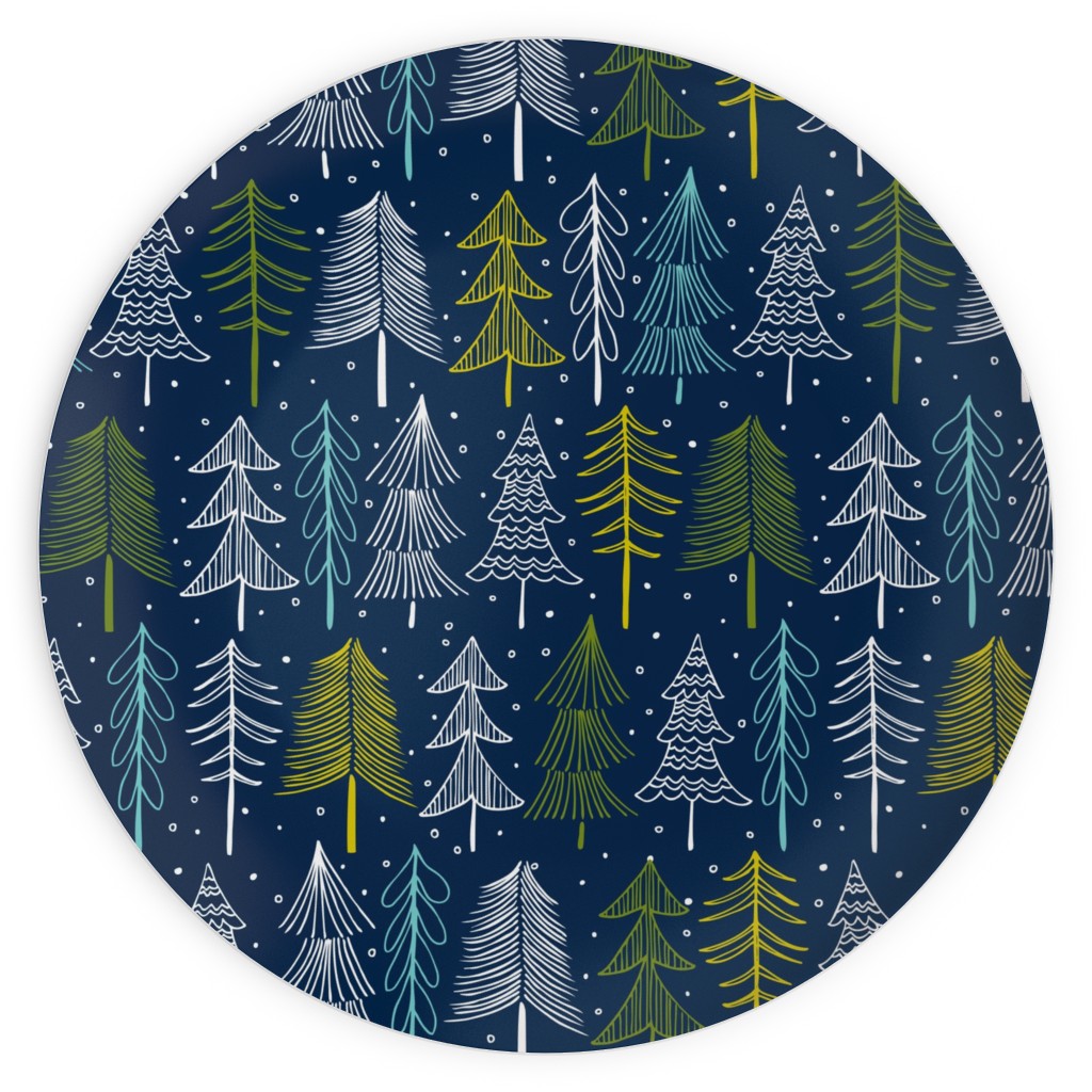 Oh' Christmas Tree Plates, 10x10, Blue