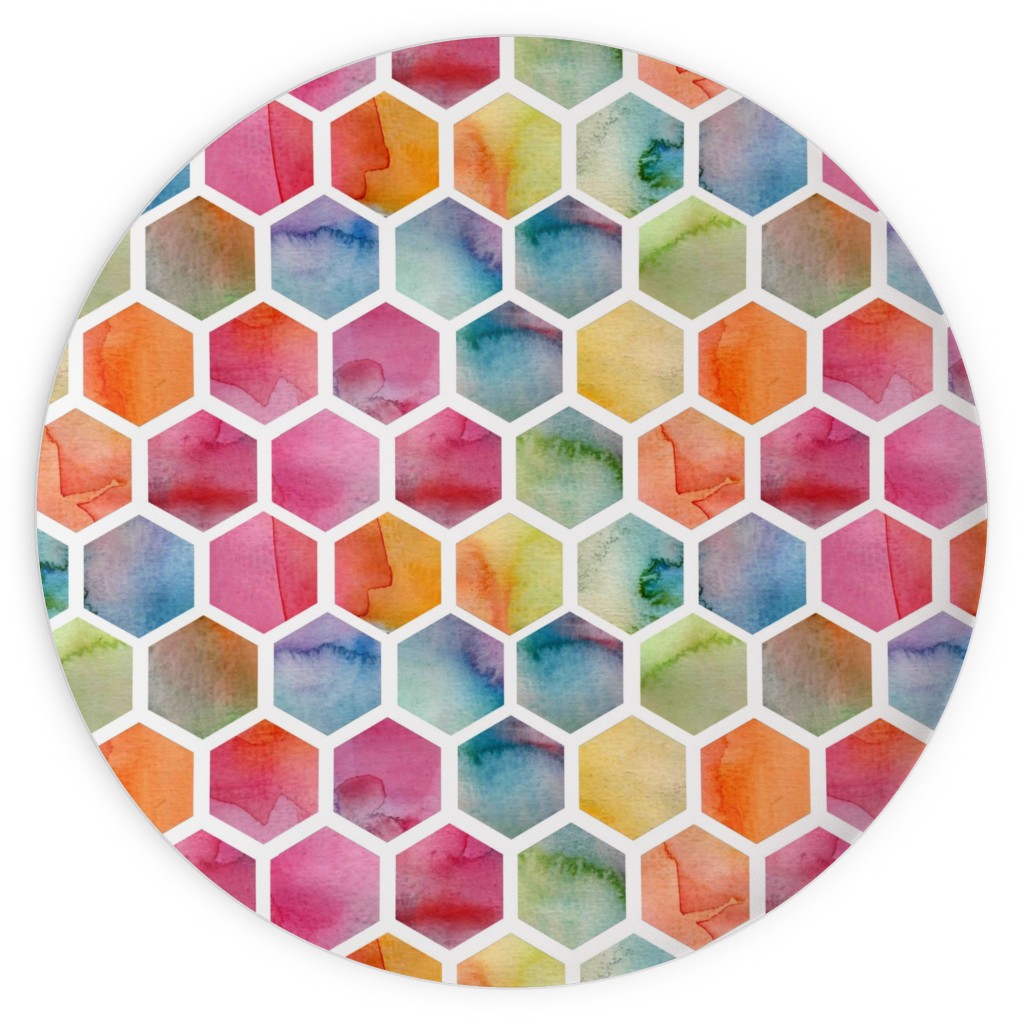 Watercolour Hexagons - Multi Plates, 10x10, Multicolor