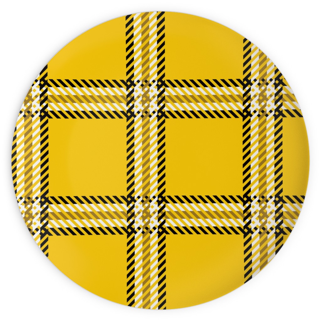Cher's Plaid Plates, 10x10, Yellow