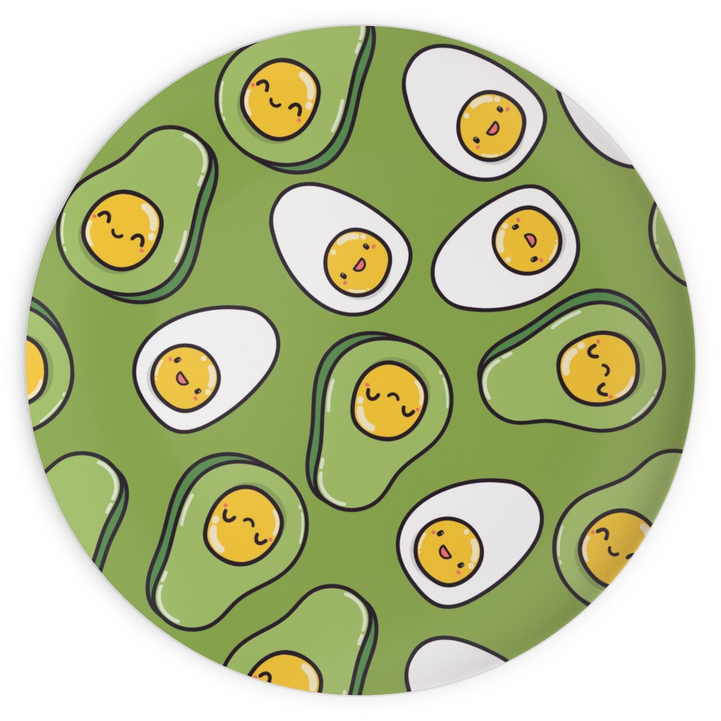 Cute Egg and Avocado - Green Plates, 10x10, Green, Classic Green
