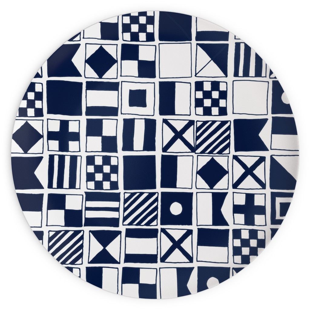 Sailing Flags - Navy Blue Plates, 10x10, Blue, True Blue