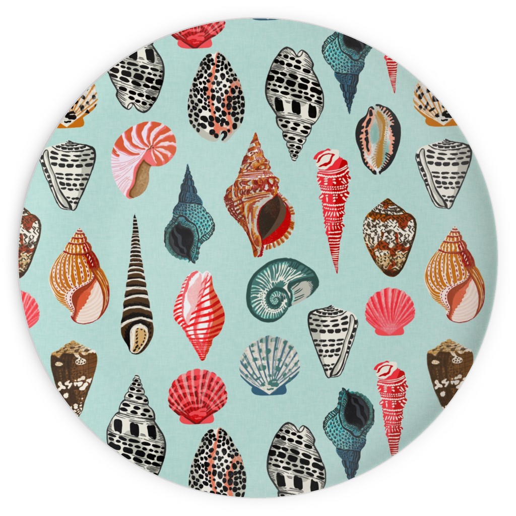 Seashells Beach Summer - Mint Plates, 10x10, Multicolor