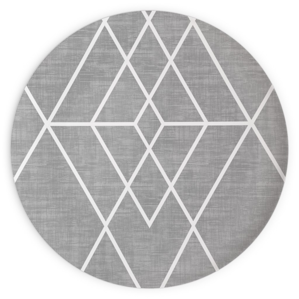 Geometric Grid - Gray Plates, 10x10, Gray