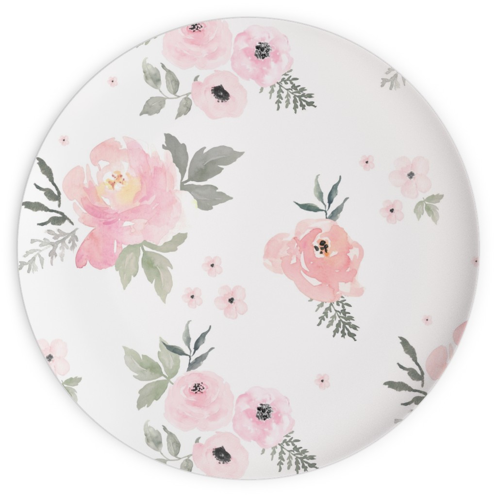 Sweet Blush Roses - Pink Plates, 10x10, Pink