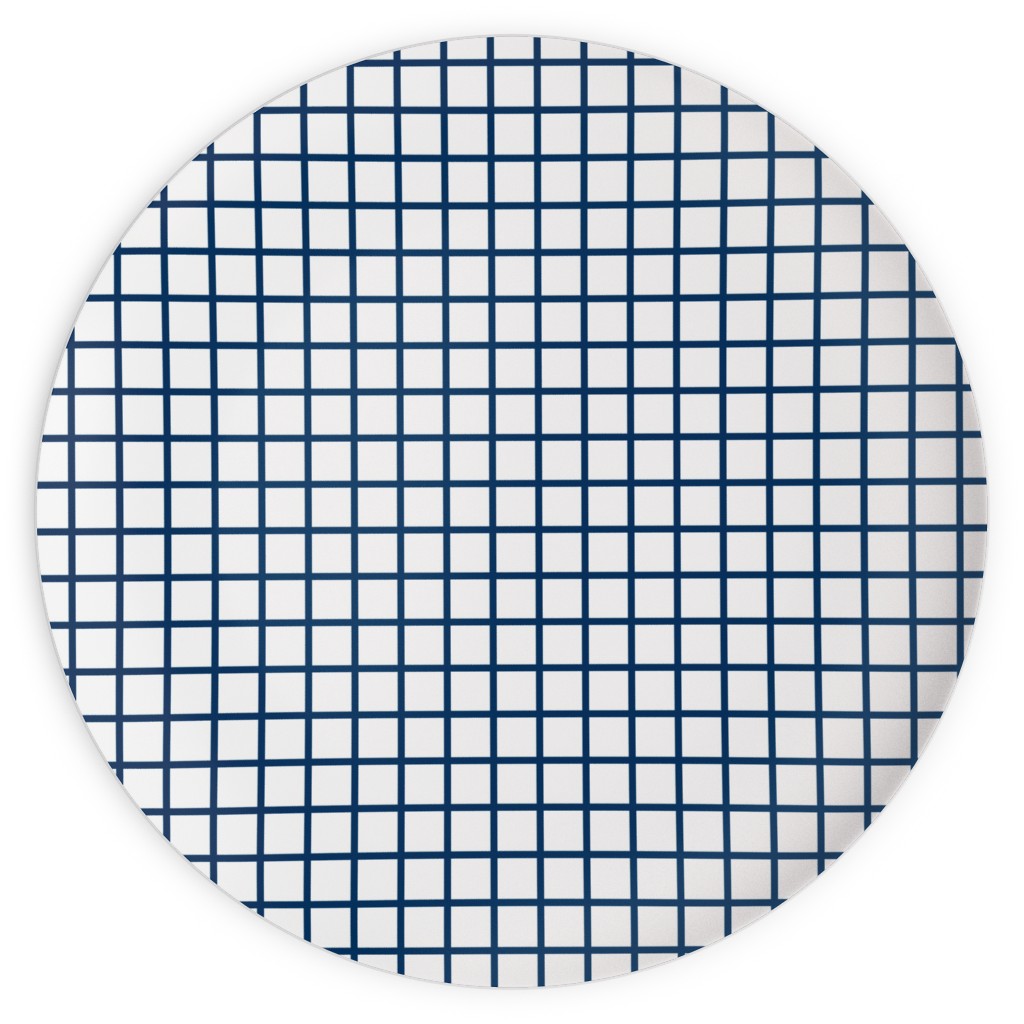 Grid - Navy and White Plates, 10x10, Blue
