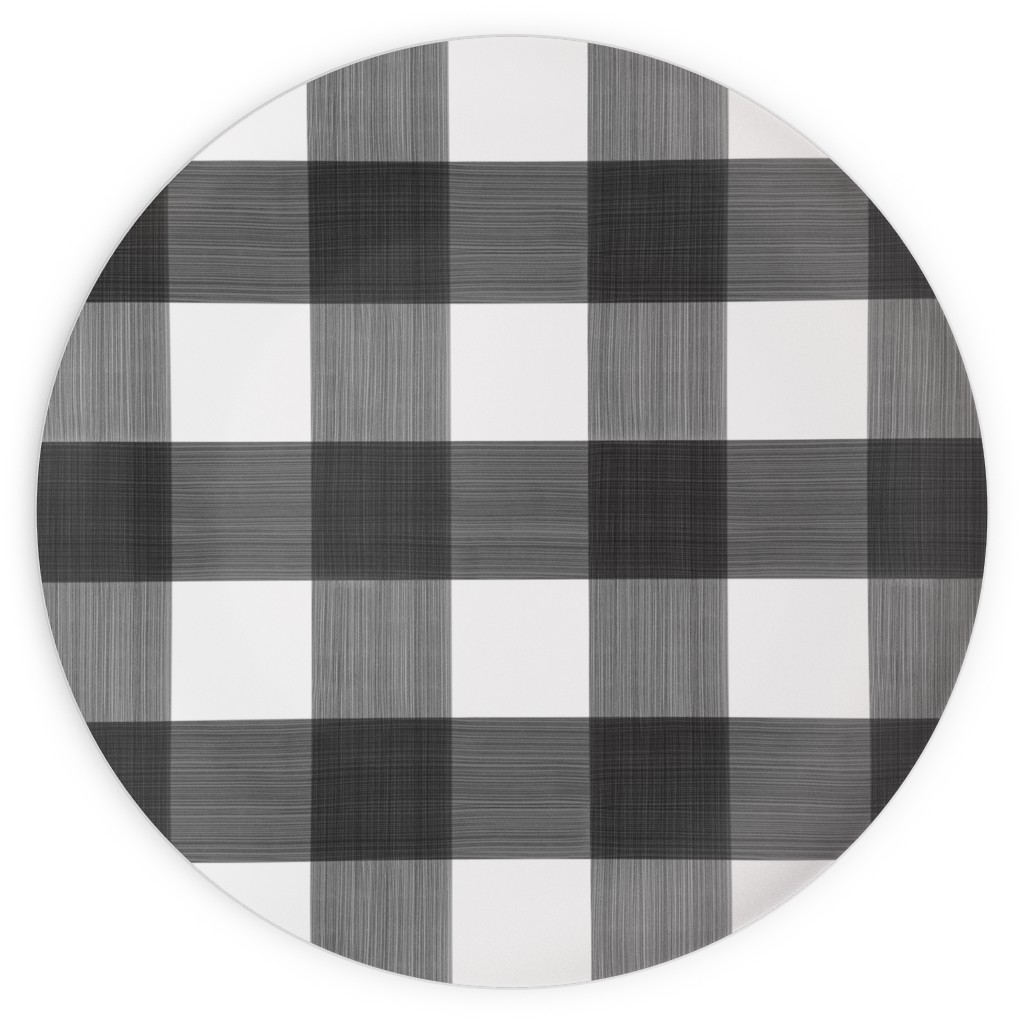 Cross Hatch Plaid Plates, 10x10, Black, Metal
