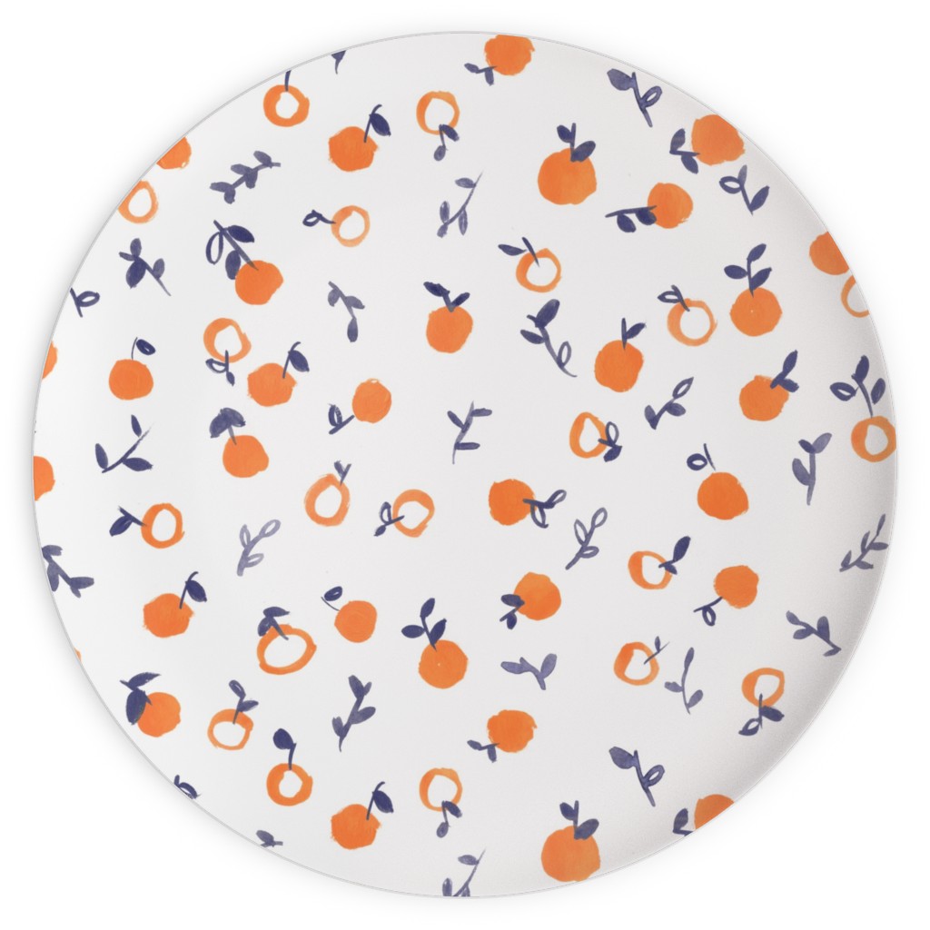 Whimsical Watercolor Orange Plates, 10x10, Orange