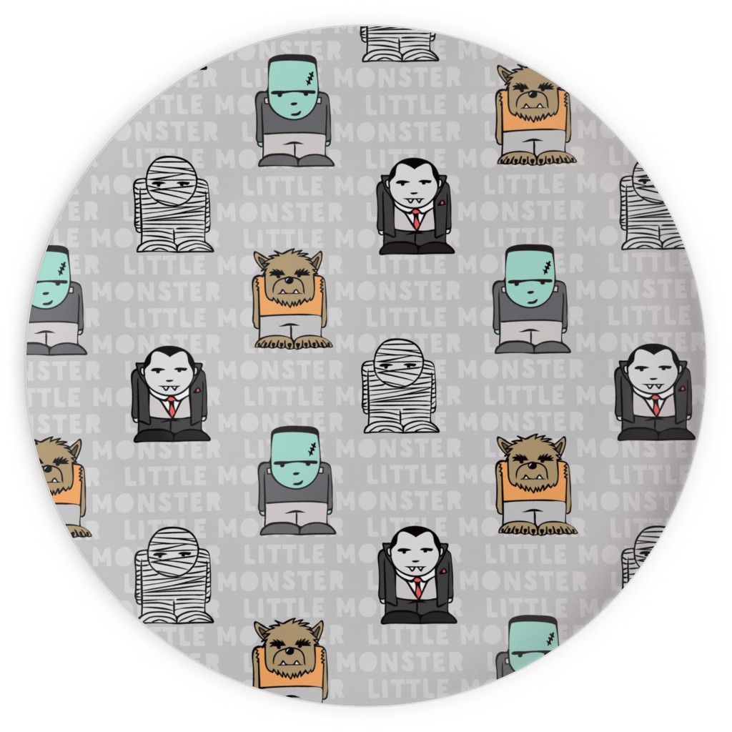 Little Monster - Gray Plates, 10x10, Gray, Gray