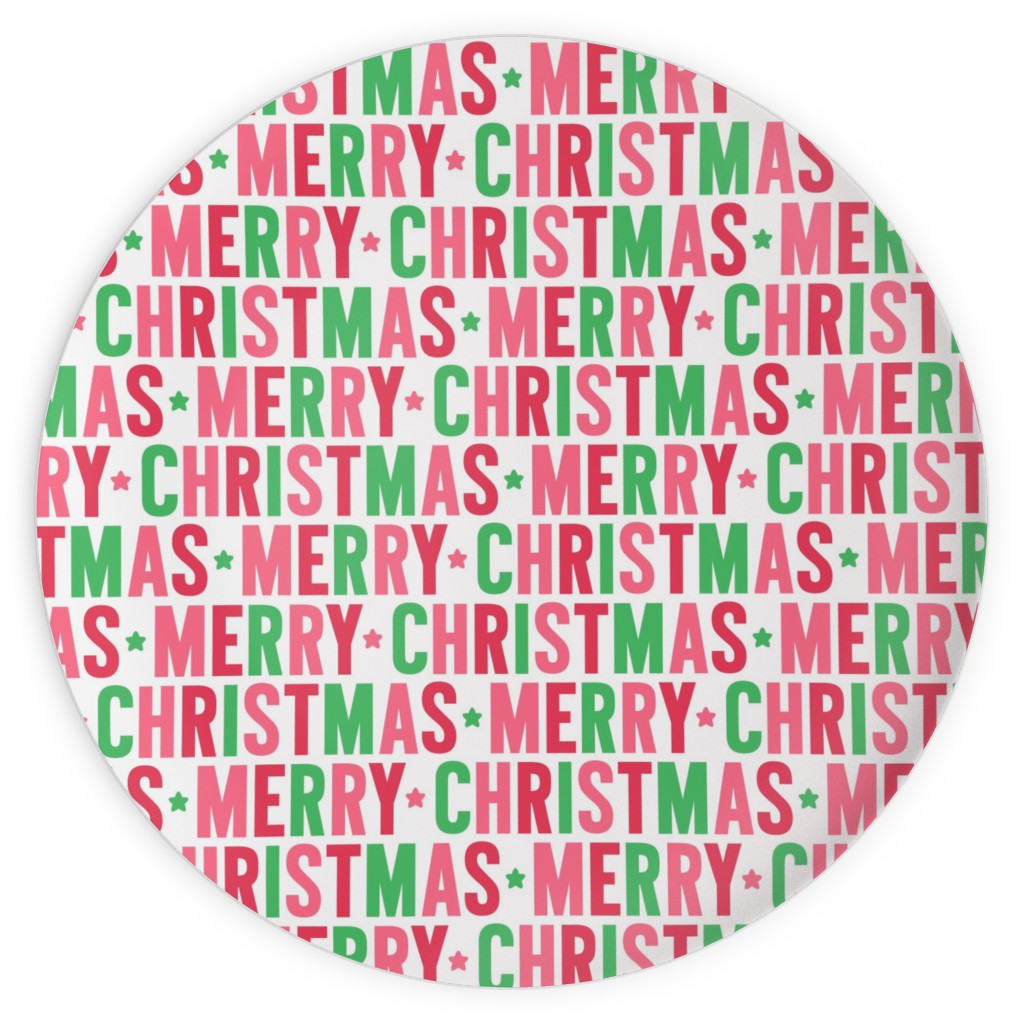 Merry Christmas Uppercase - Green, Pink, Red Plates, 10x10, Multicolor