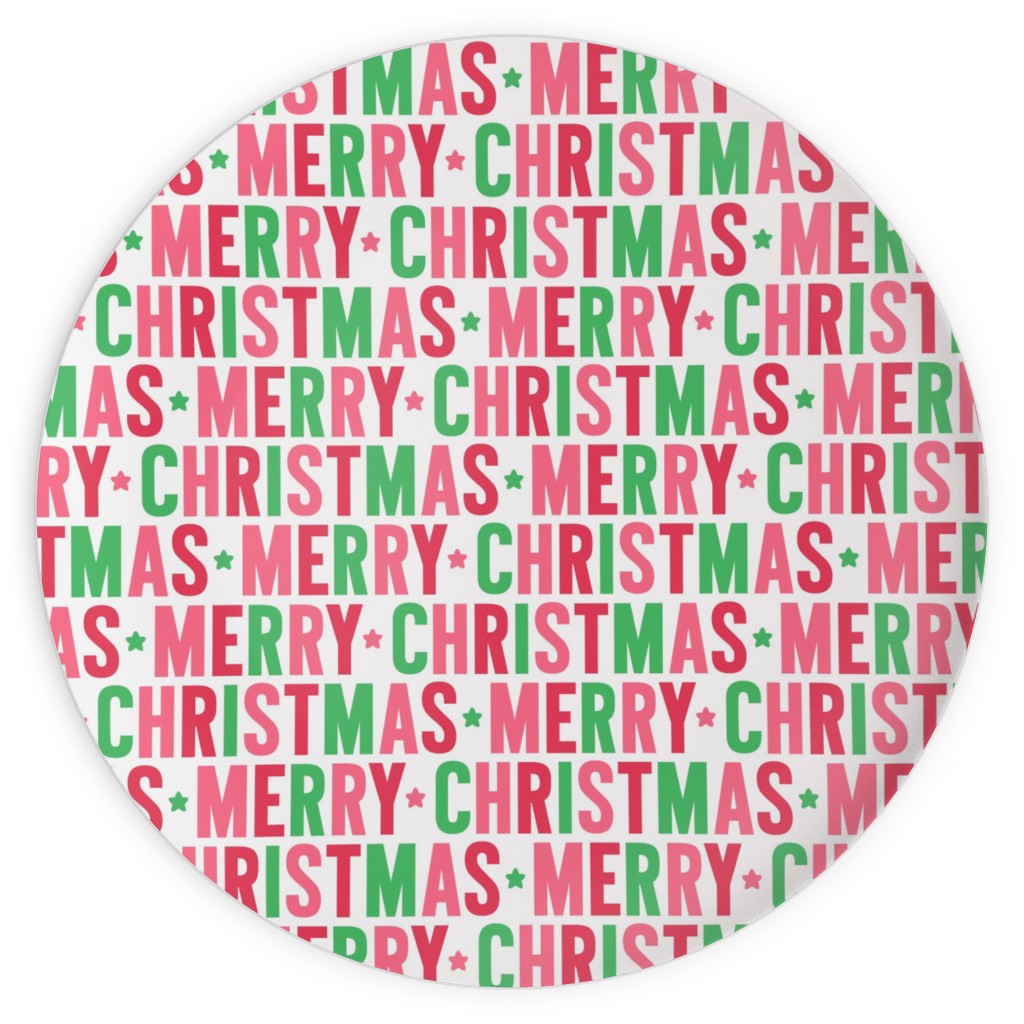 Merry Christmas Uppercase - Green, Pink, Red Plates, 10x10, Multicolor