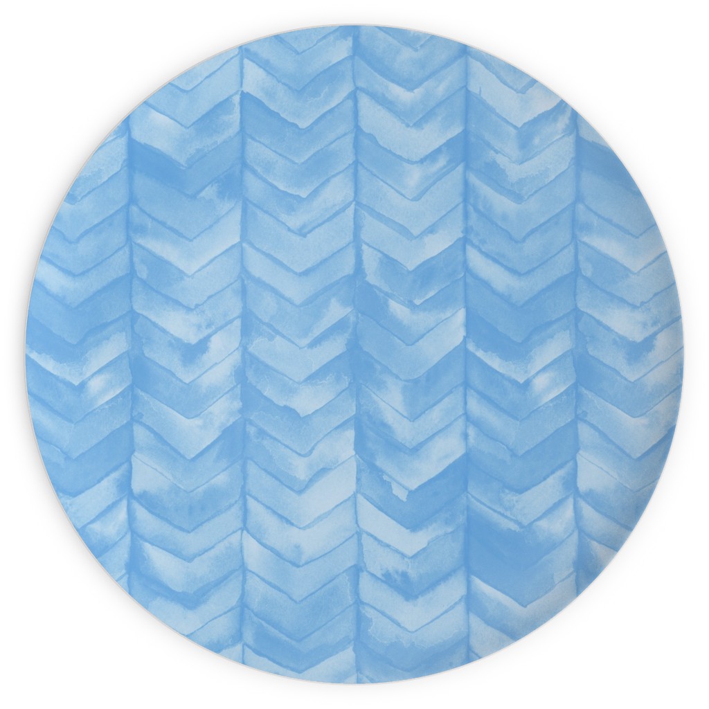 Watercolor Chevron Plates, 10x10, Blue