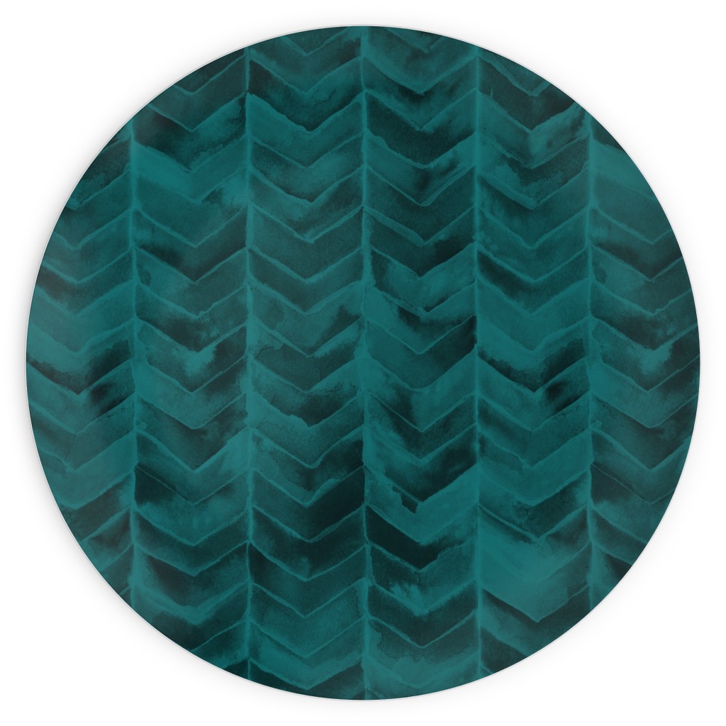 Watercolor Chevron Plates, 10x10, Green, Seaweed