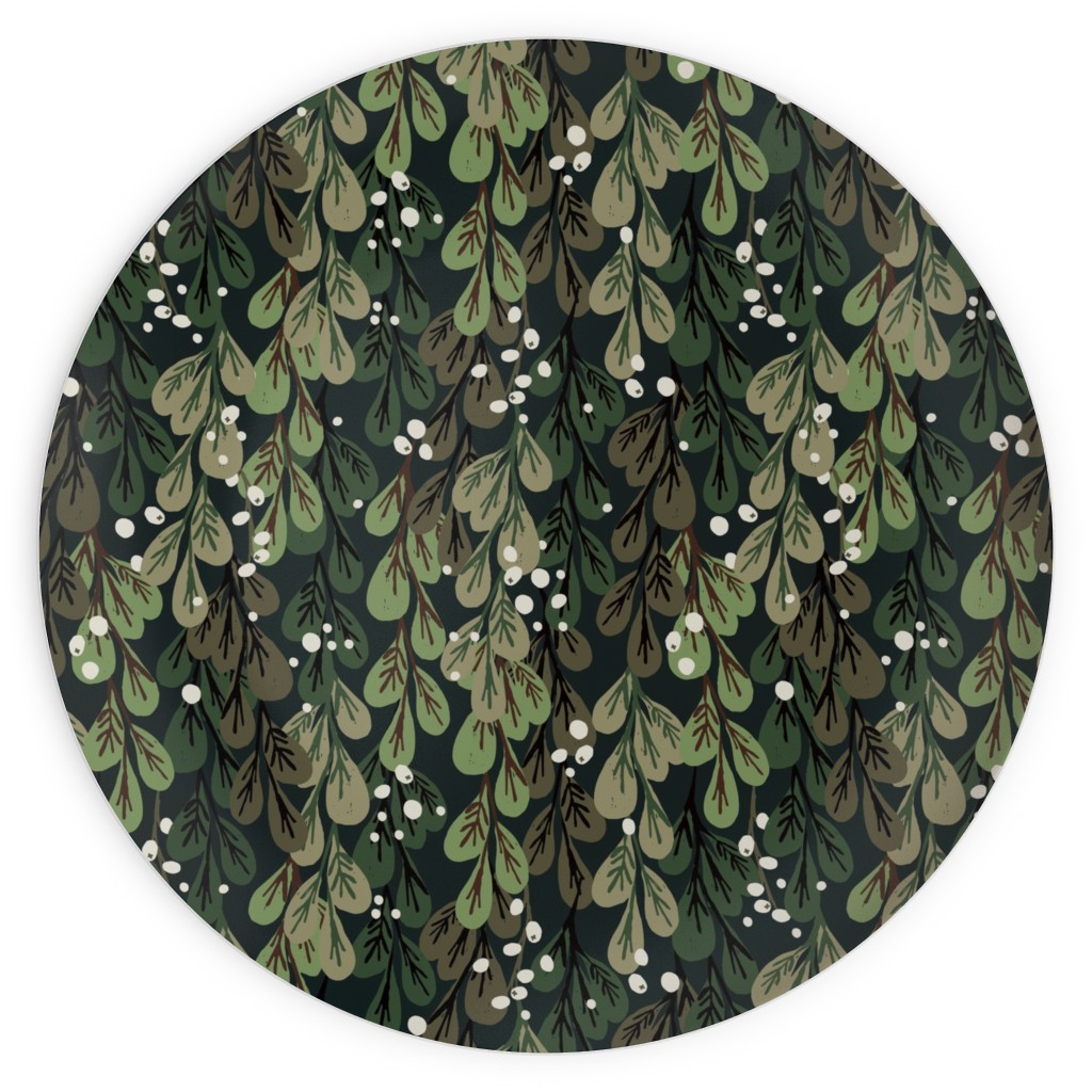 Mistletoe - Green Plates, 10x10, Green, Classic Green