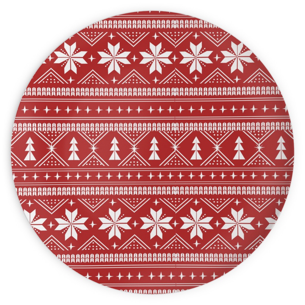 Nordic Sweater - Red Plates, 10x10, Red, Red