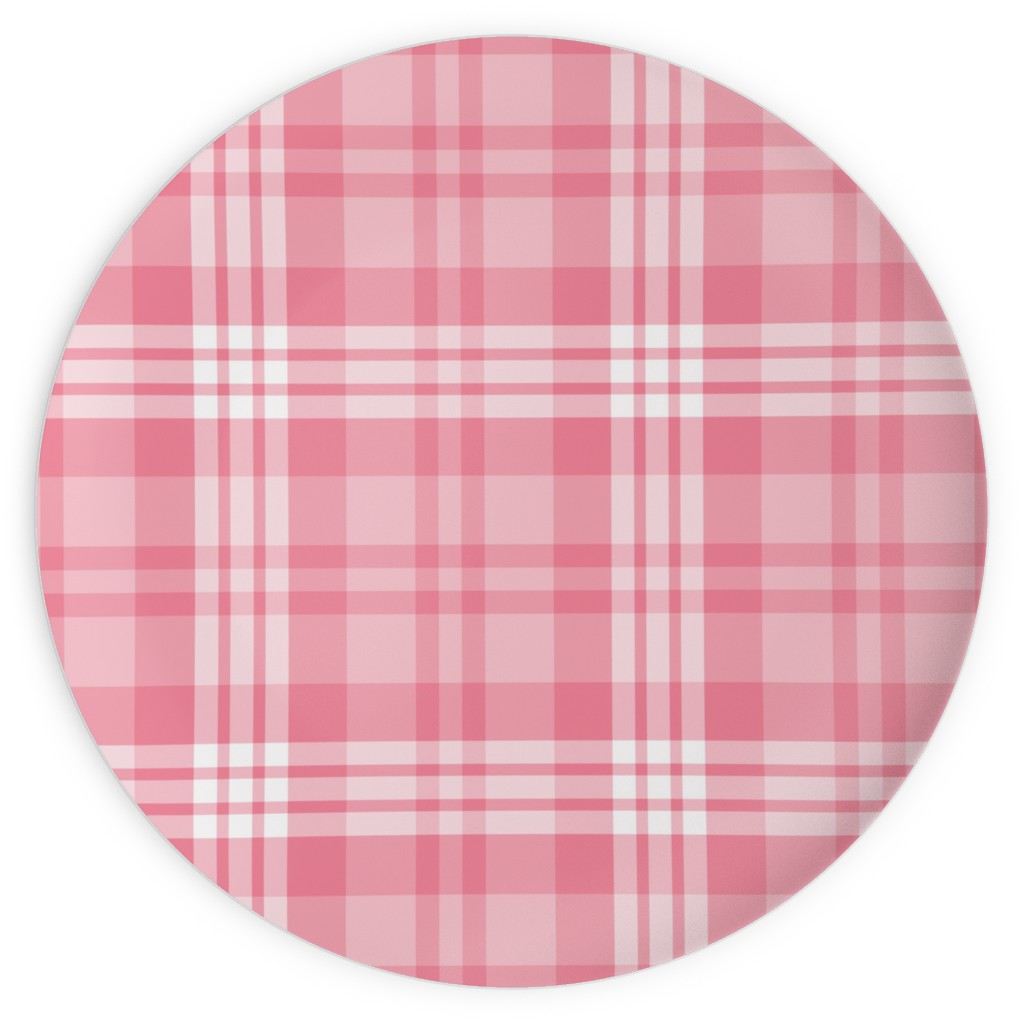 Plaid Pattern Plates, 10x10, Pink