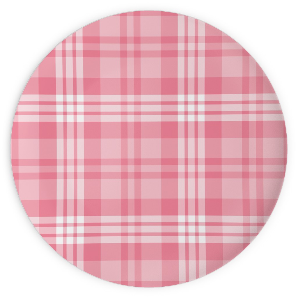 Plaid Pattern Plates, 10x10, Pink, Penelope