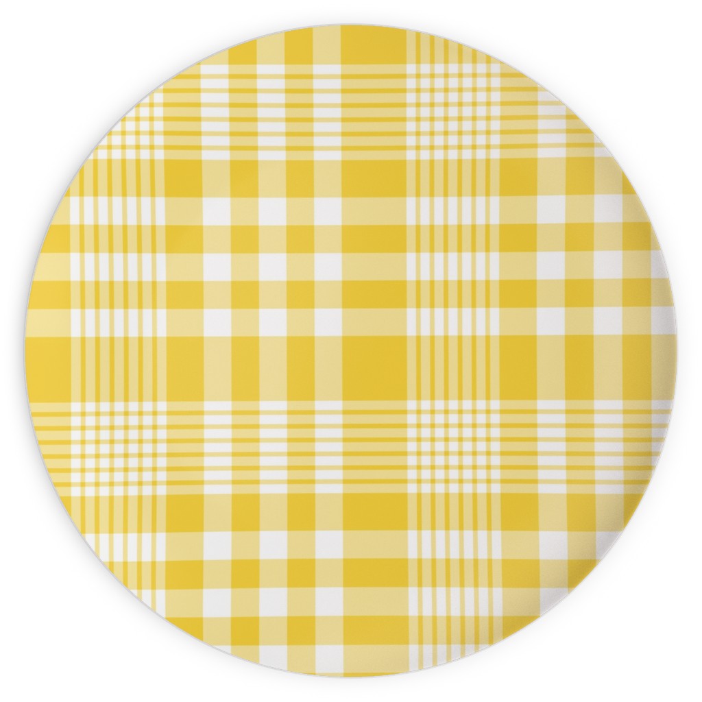 Plaid Pattern Plates, 10x10, Yellow