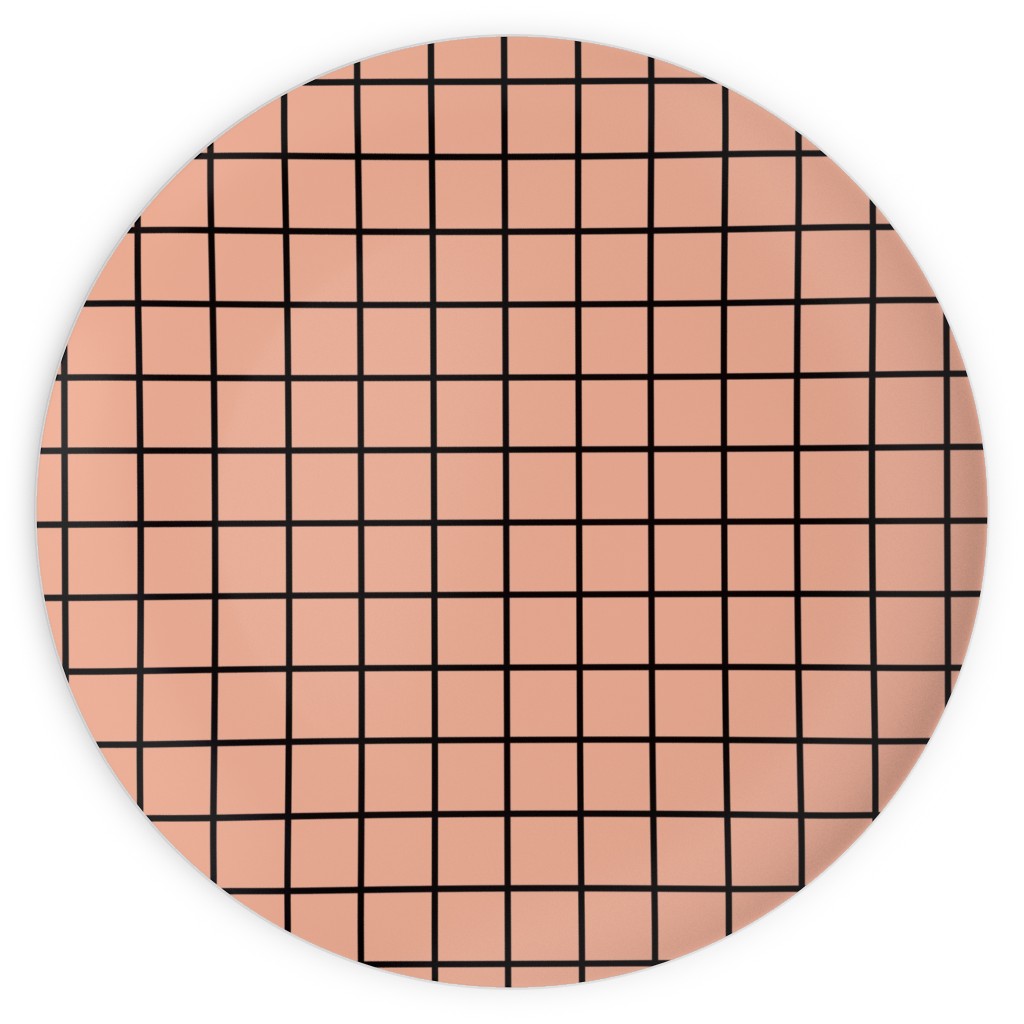 Square Grid Plates, 10x10, Pink