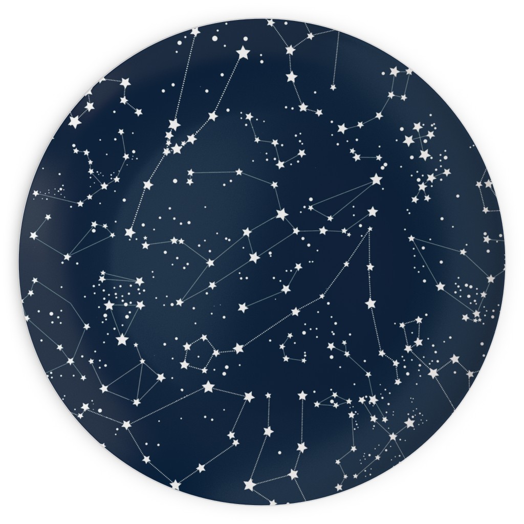 Constellations - White Stars on Navy Plates, 10x10, Blue