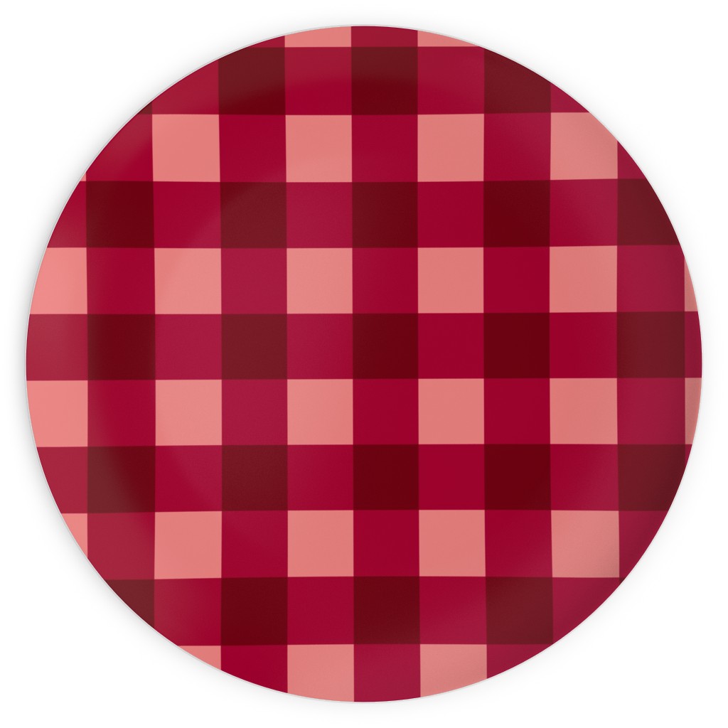 Gingham Check - Red and Pink Plates, 10x10, Red