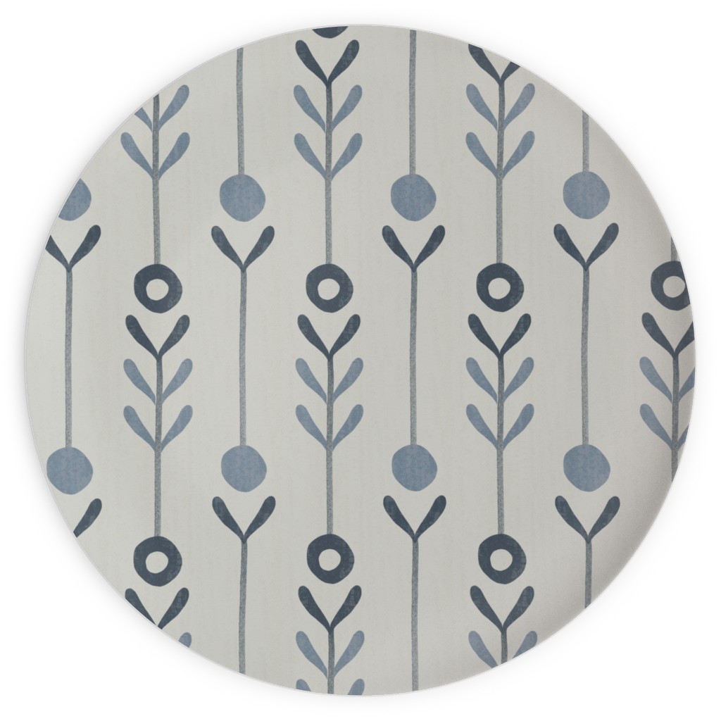 Farmhouse Flowers - Line Art Plates, 10x10, Blue