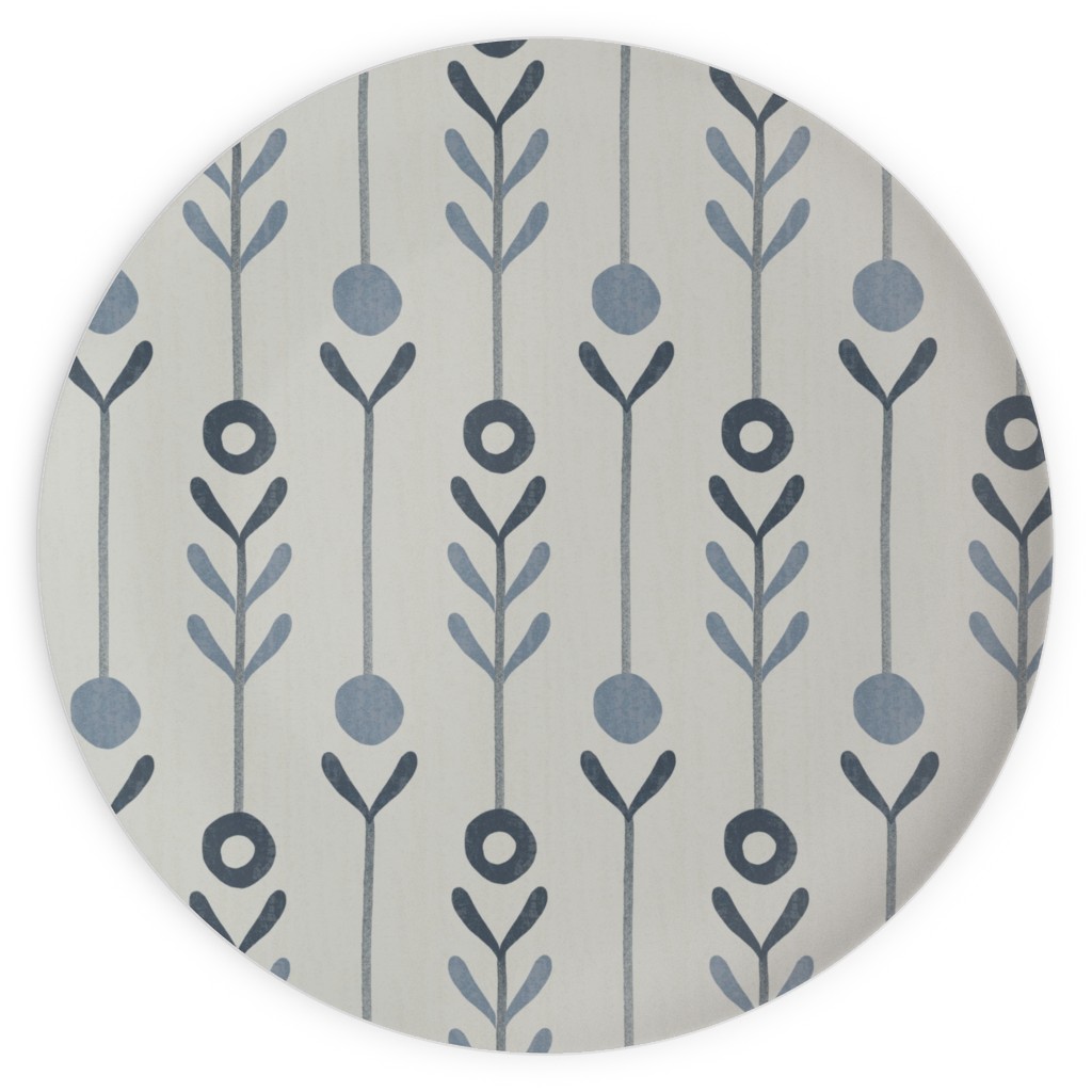 Farmhouse Flowers - Line Art Plates, 10x10, Blue