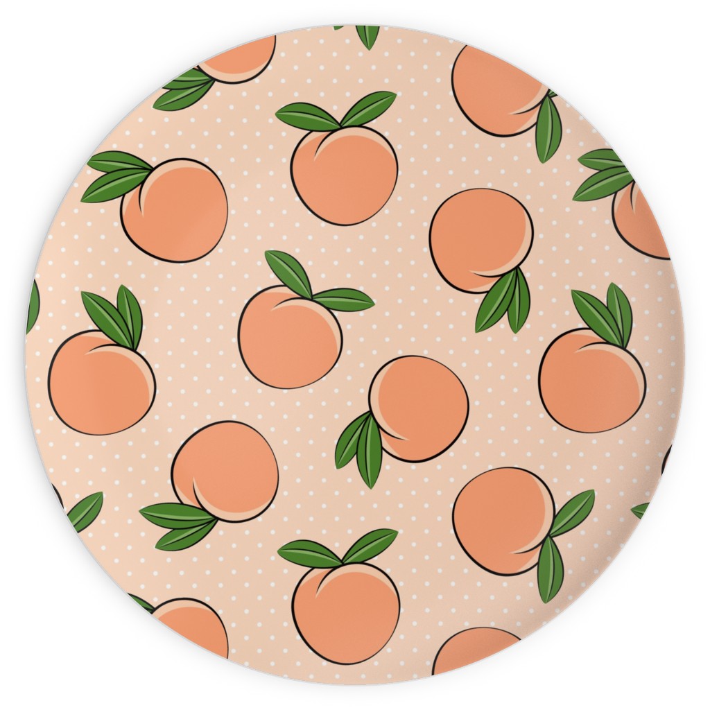 Peachy Polka Dots - Peach Plates, 10x10, Orange