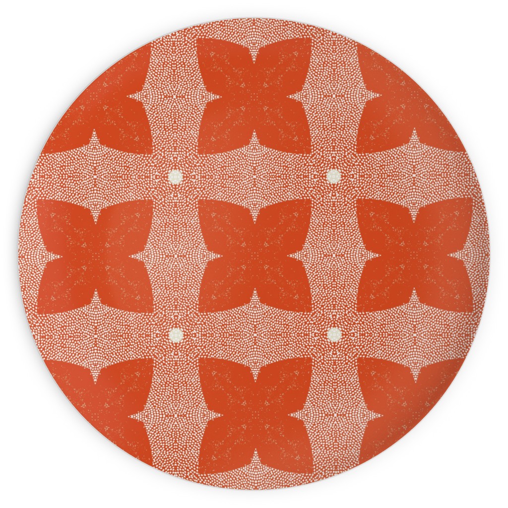 Red Geo Garden - Red Plates, 10x10, Red