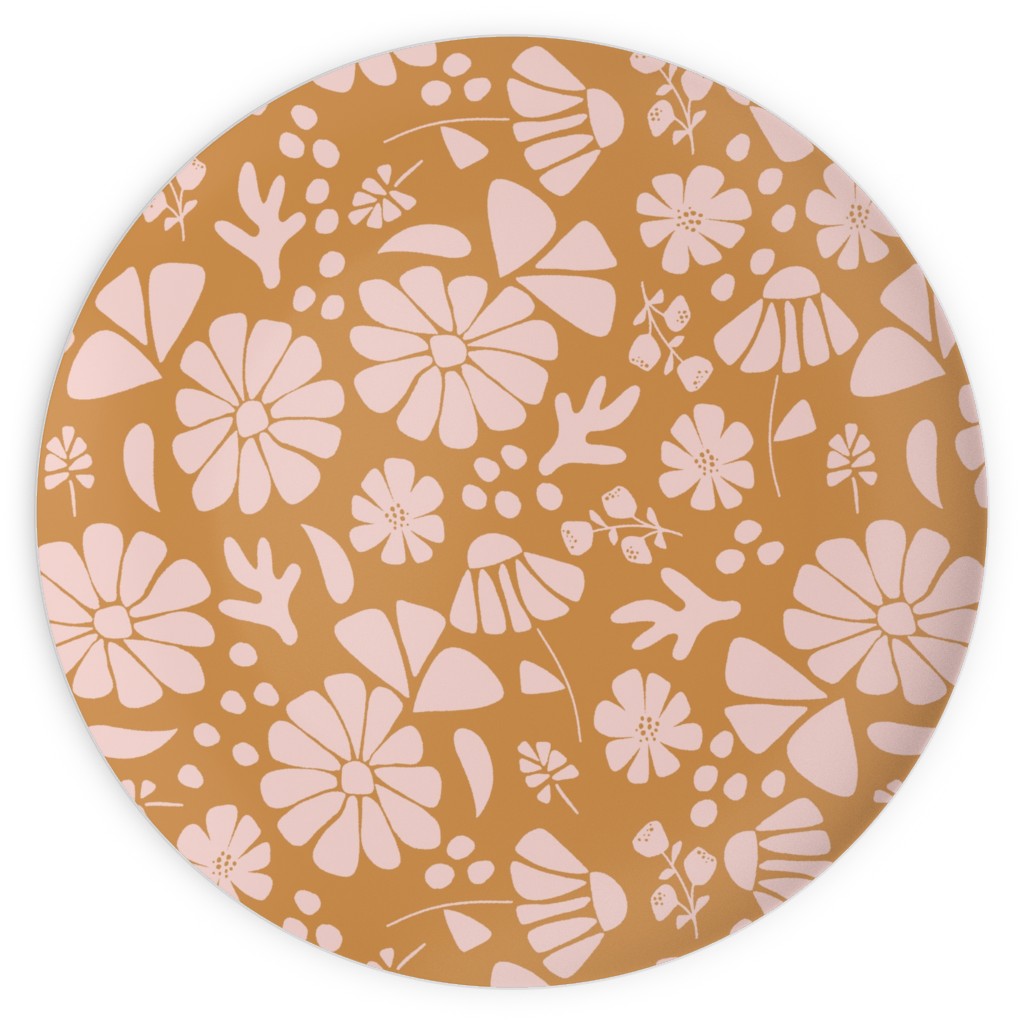 Jungle Floral - Orange and Pink Plates, 10x10, Orange, Orange