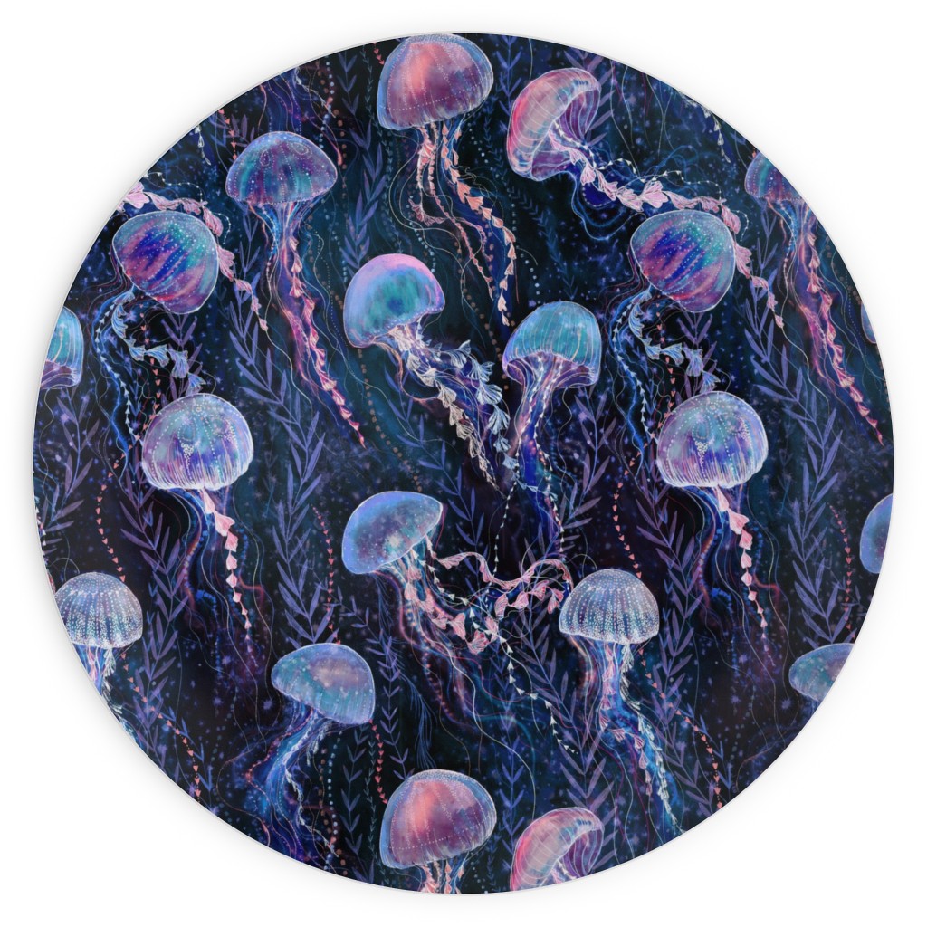 Magic Jellyfish Watercolor Plates, 10x10, Blue