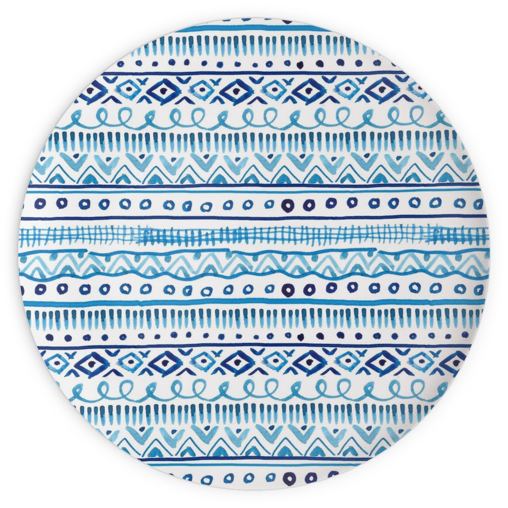 Painted Stripe - Blue Plates, 10x10, Blue