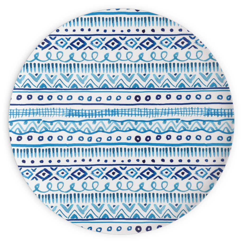 Painted Stripe - Blue Plates, 10x10, Blue, True Blue
