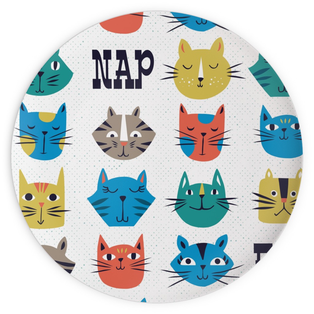 Nine Lives - Novelty Cats Plates, 10x10, Multicolor