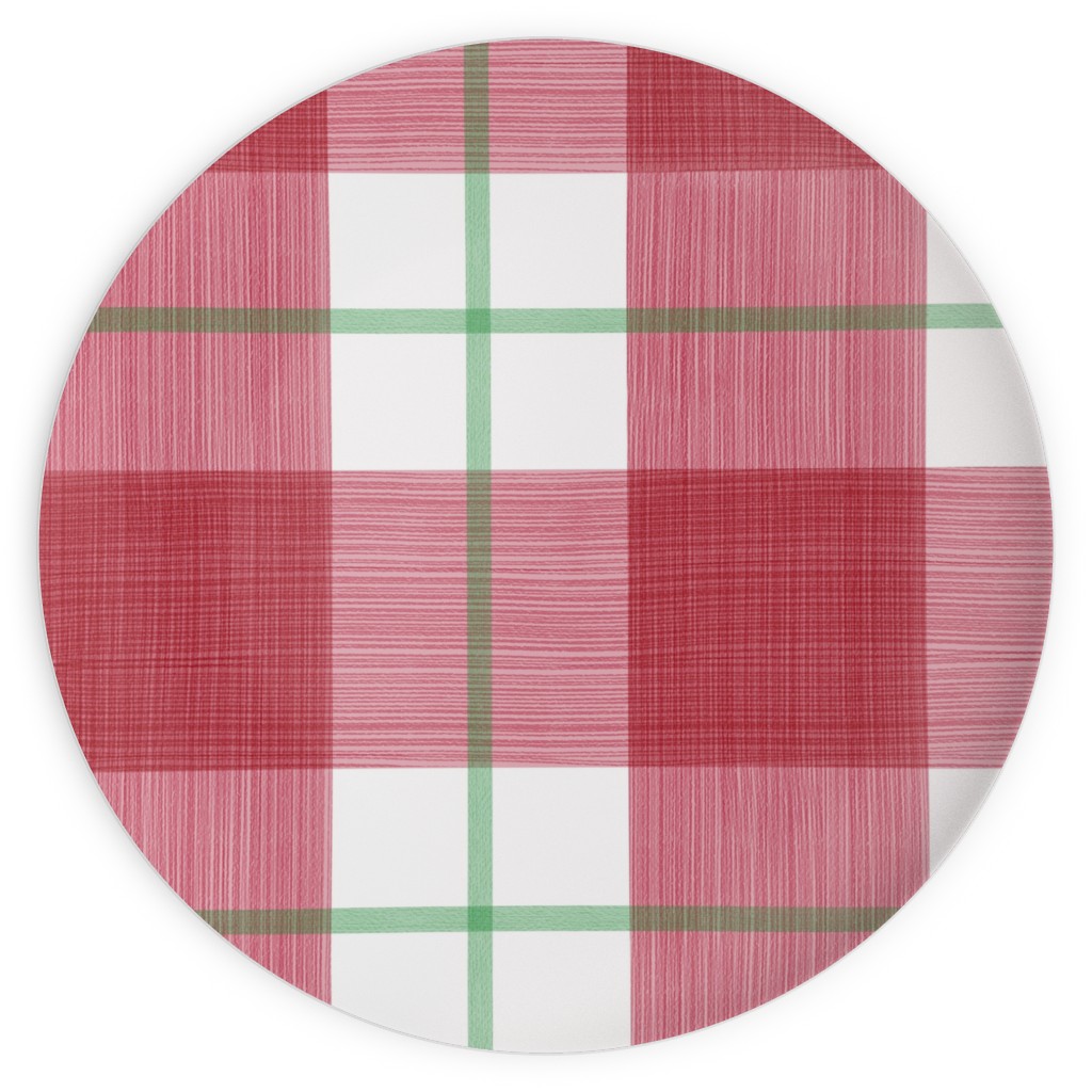 Double Plaid Plates, 10x10, Red