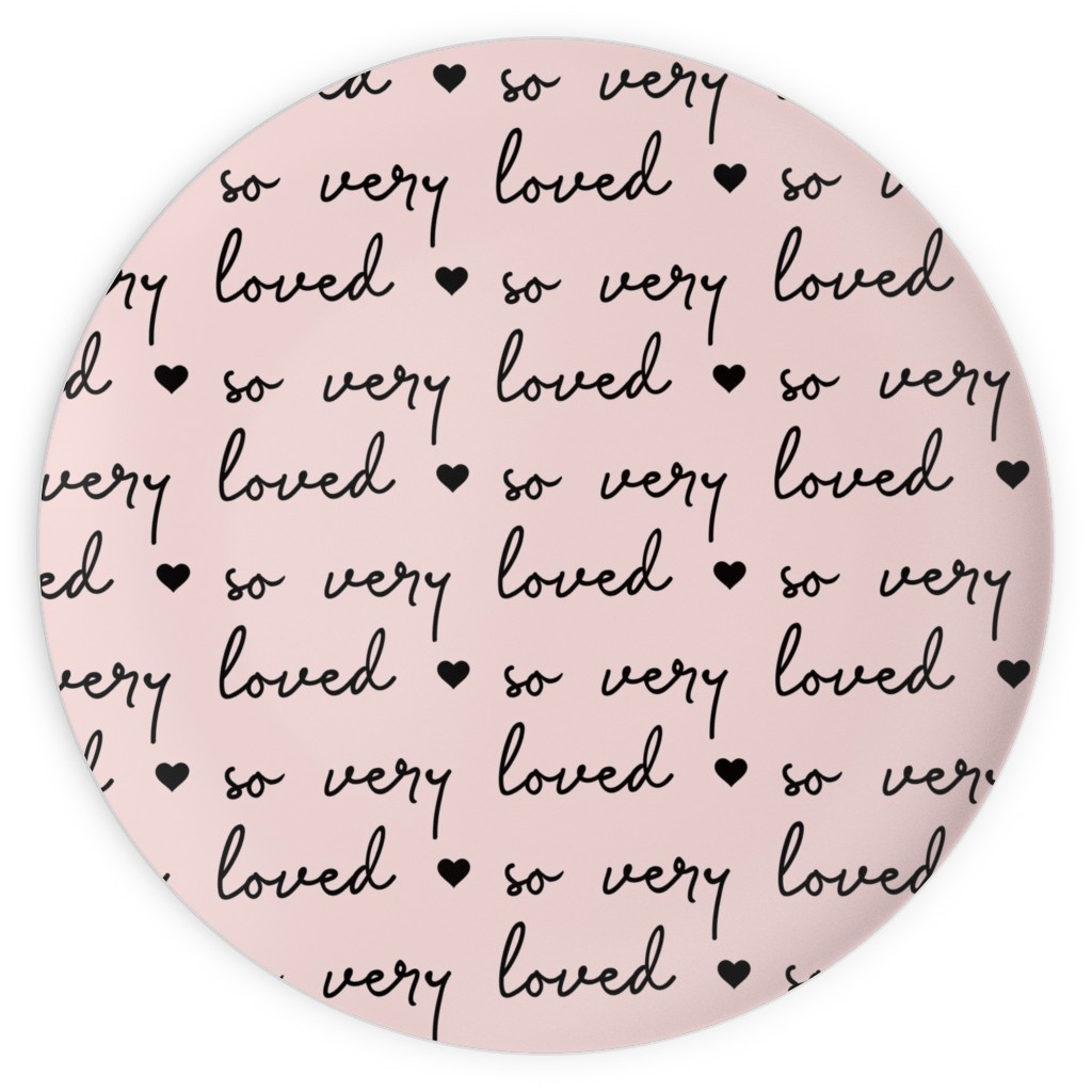 so Very Loved - Pink and Black Plates, 10x10, Pink