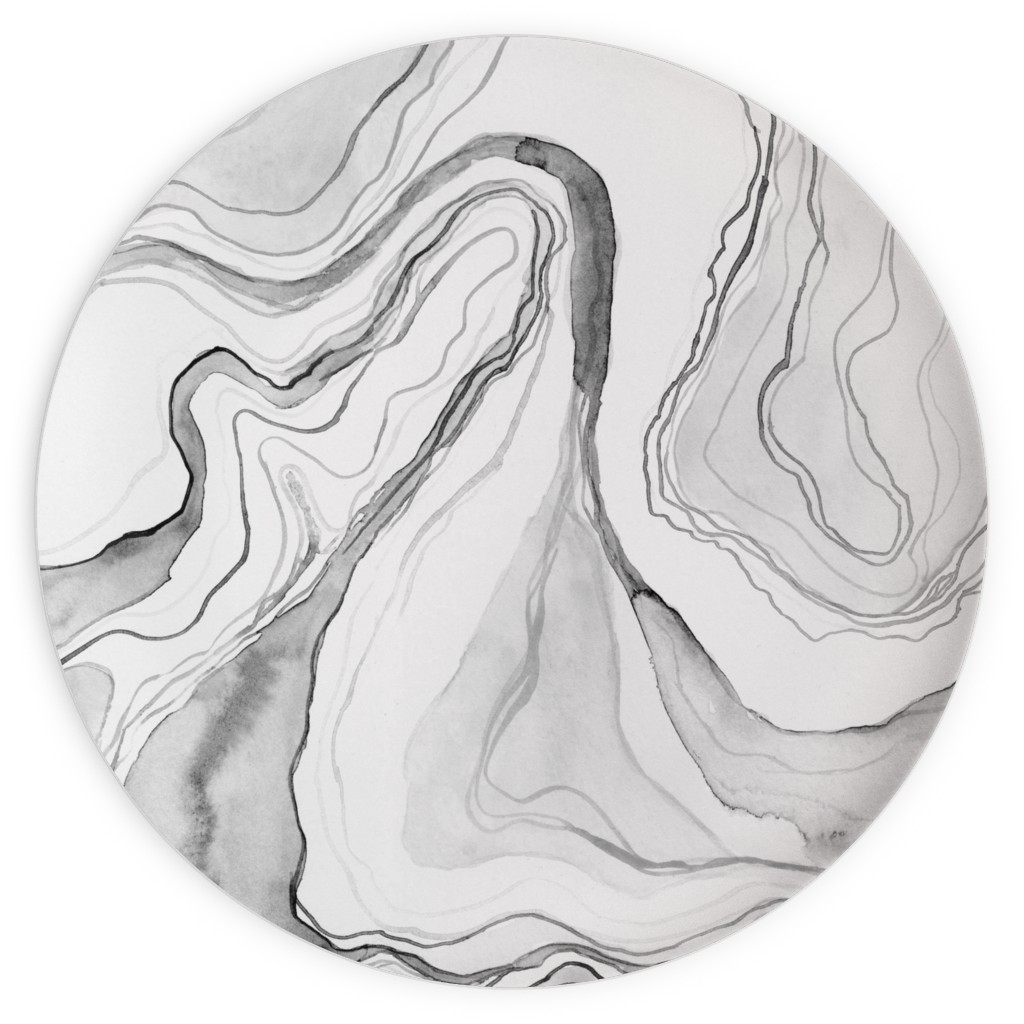 Watercolor Marble Plates, 10x10, Gray