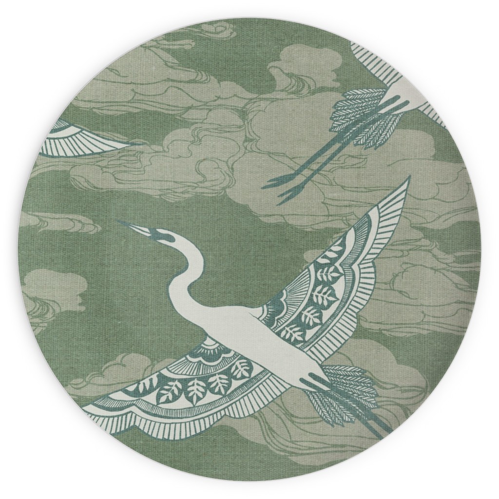 Egrets - Green Plates, 10x10, Green