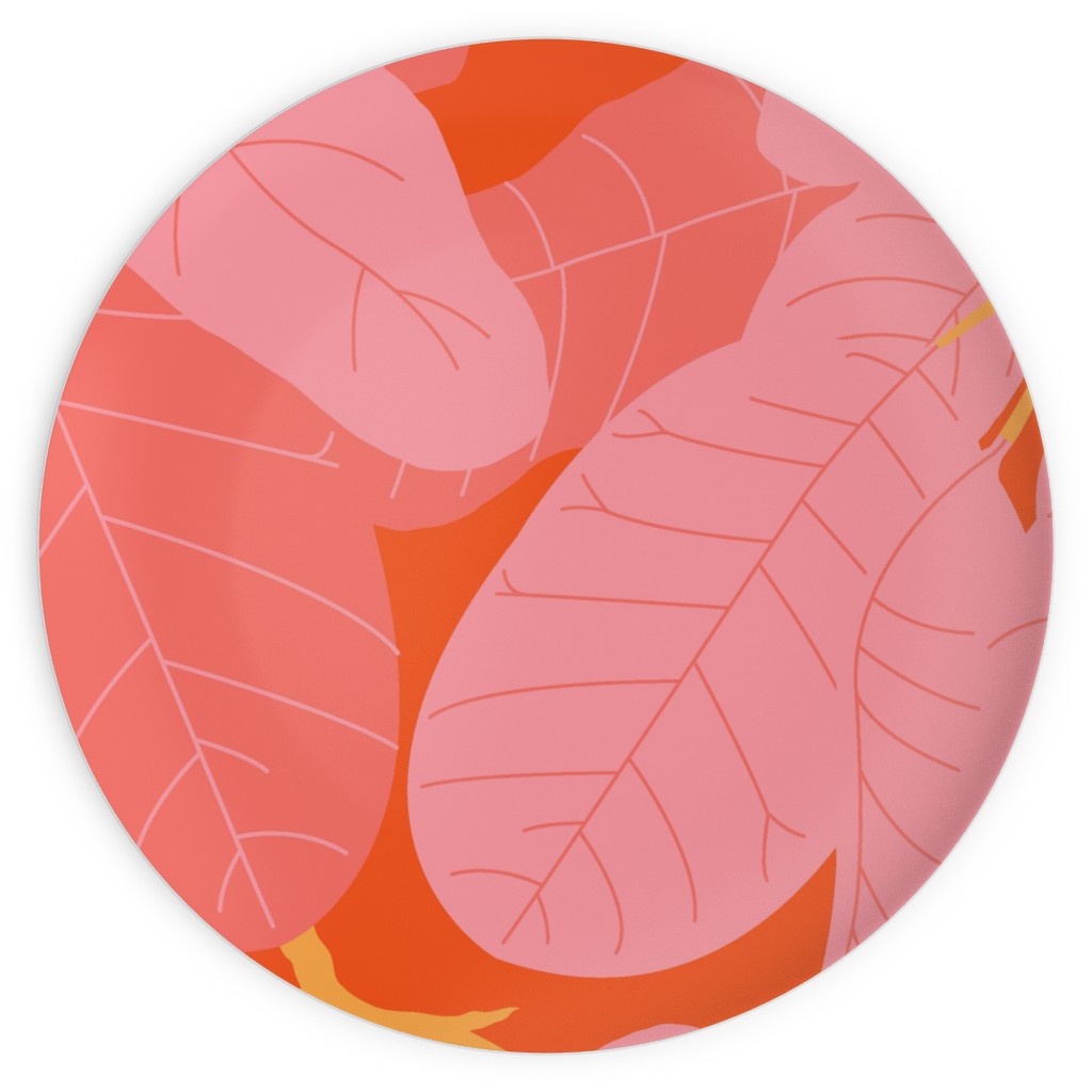 Tropical Banana Leaves - Coral Spice Plates, 10x10, Pink