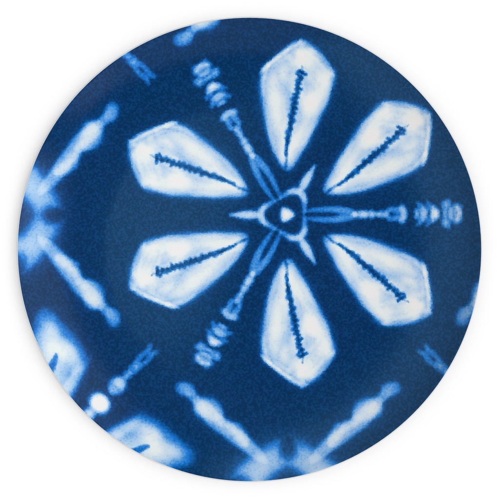 Shibori Flowers Plates, 10x10, Blue