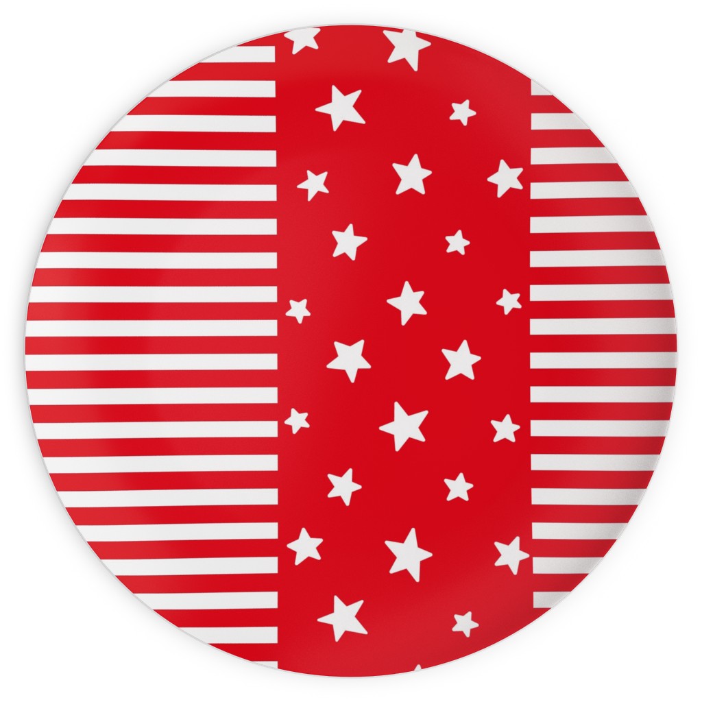 Stars and Stripes Reversed - Canada Day - Red and White Plates, 10x10, Red