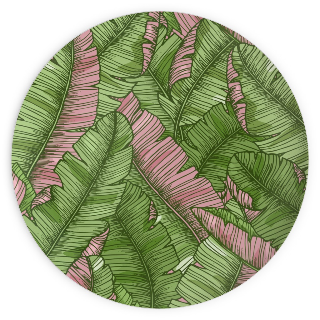 Banana Leaf - Pink Plates, 10x10, Green
