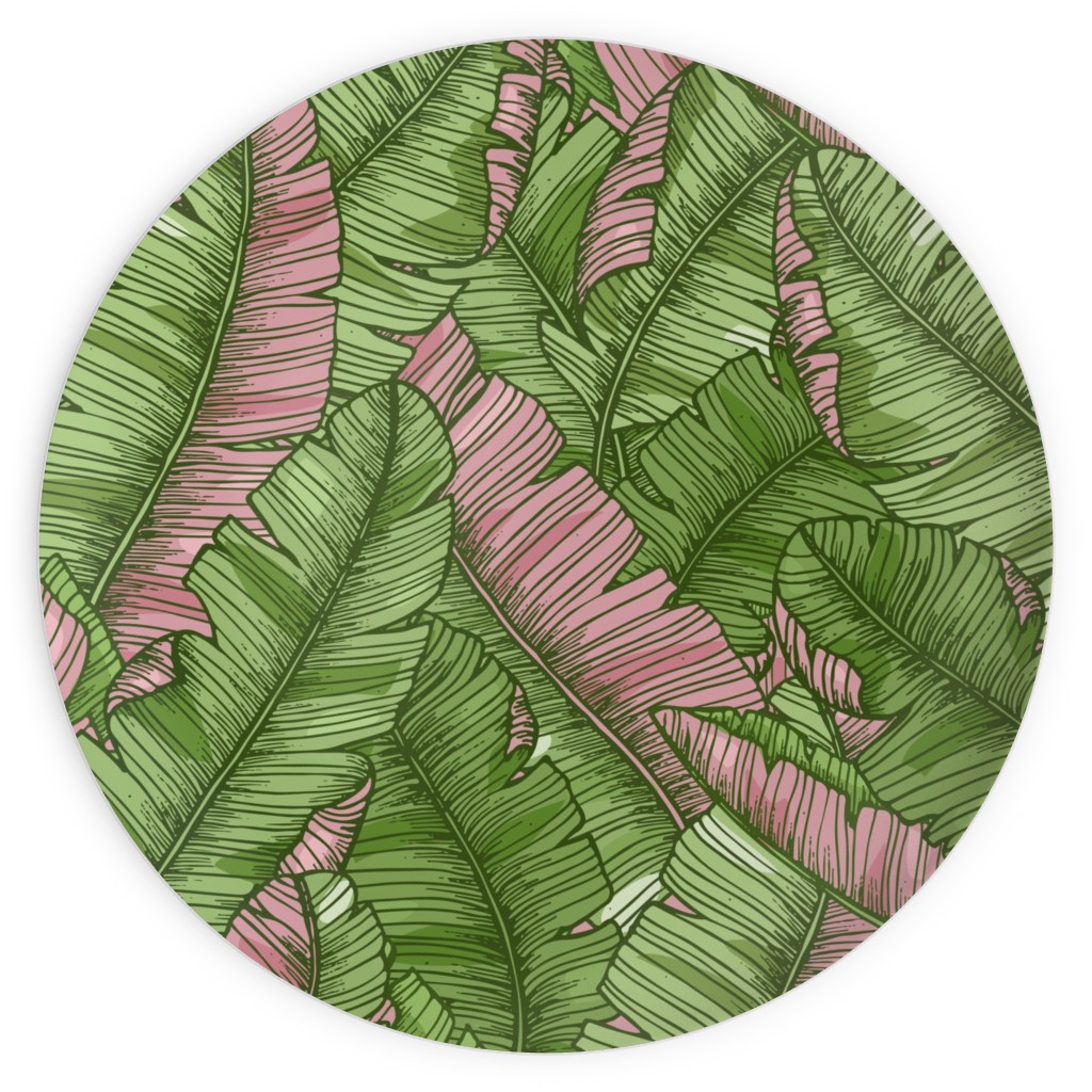Banana Leaf - Pink Plates, 10x10, Green