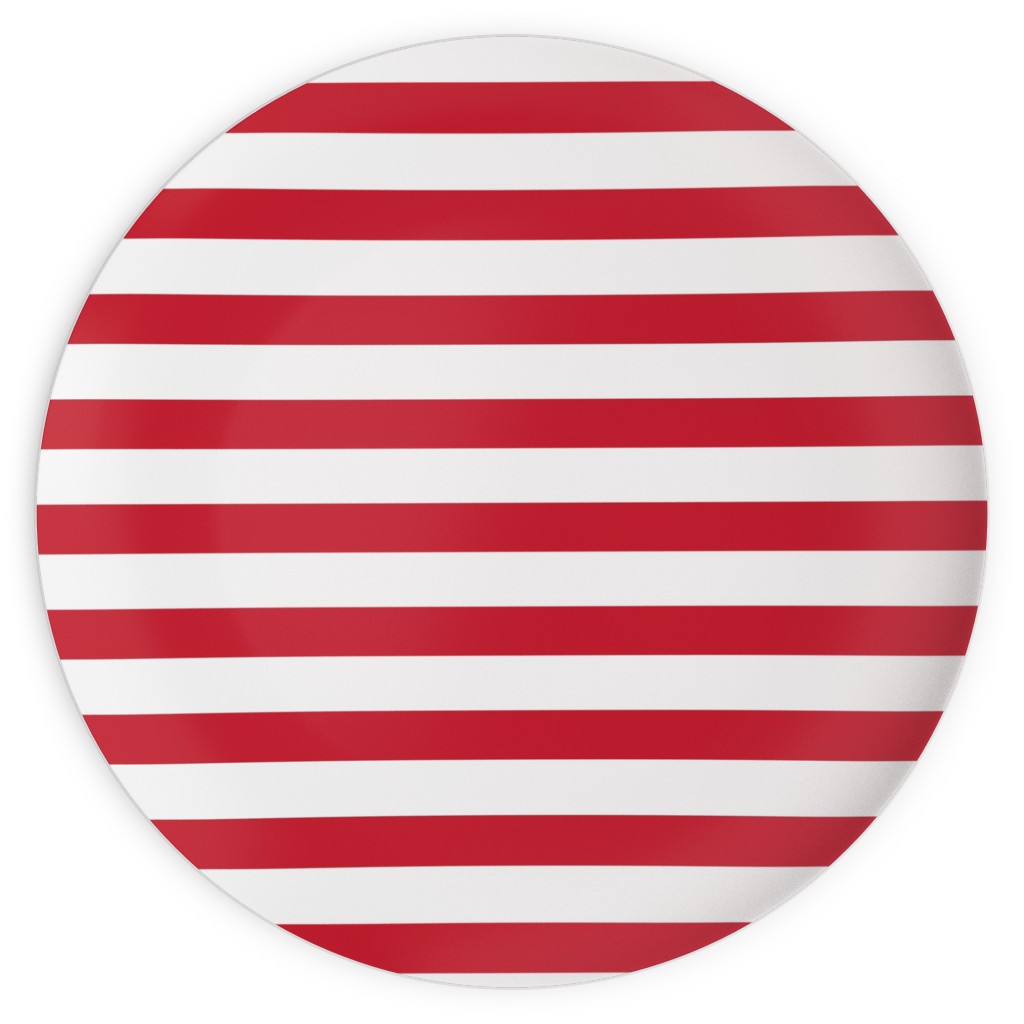 Stripes - Red and White Plates, 10x10, Red